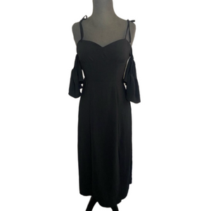 Black slit maxi dress off the shoulder straps